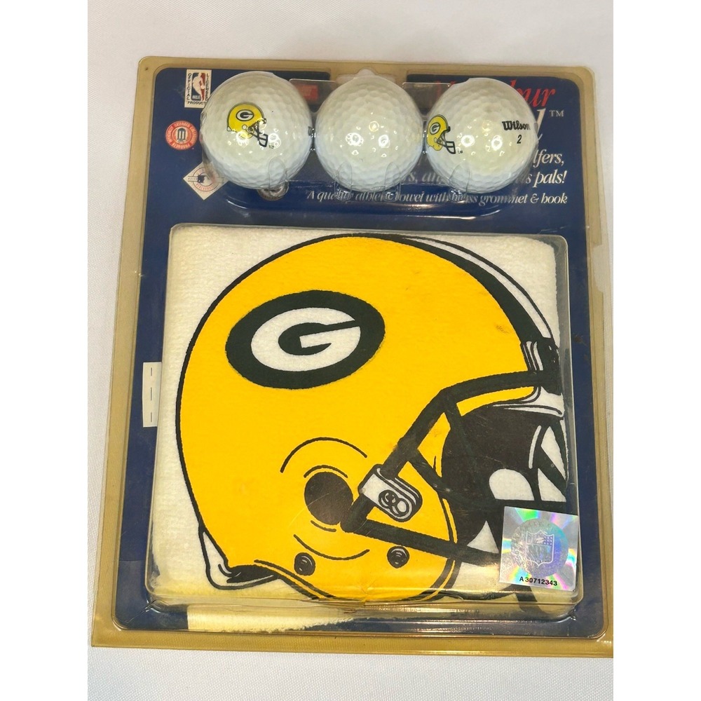 Green Bay Packers Golf Towel & 3 Wilson Golf Balls McArthur Sports NFL White